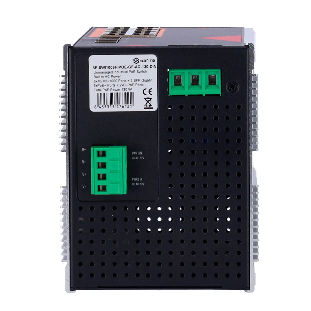 Switch Industriale Hi‑PoE - SF-SWI1008HIPOE-GF-AC-130-DIN - immagine 4
